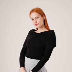 Pull col bardot élégant Noir