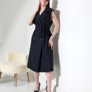 Robe Trench Noire Sans Manches
