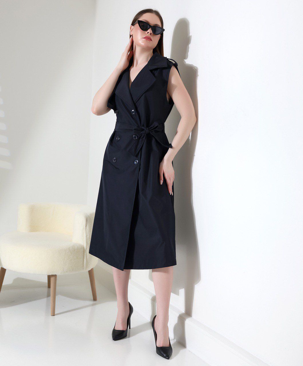 Robe Trench Noire Sans Manches