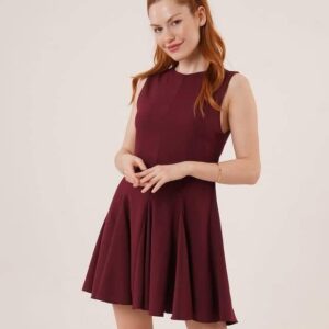 Robe Courte Évasée Bordeaux