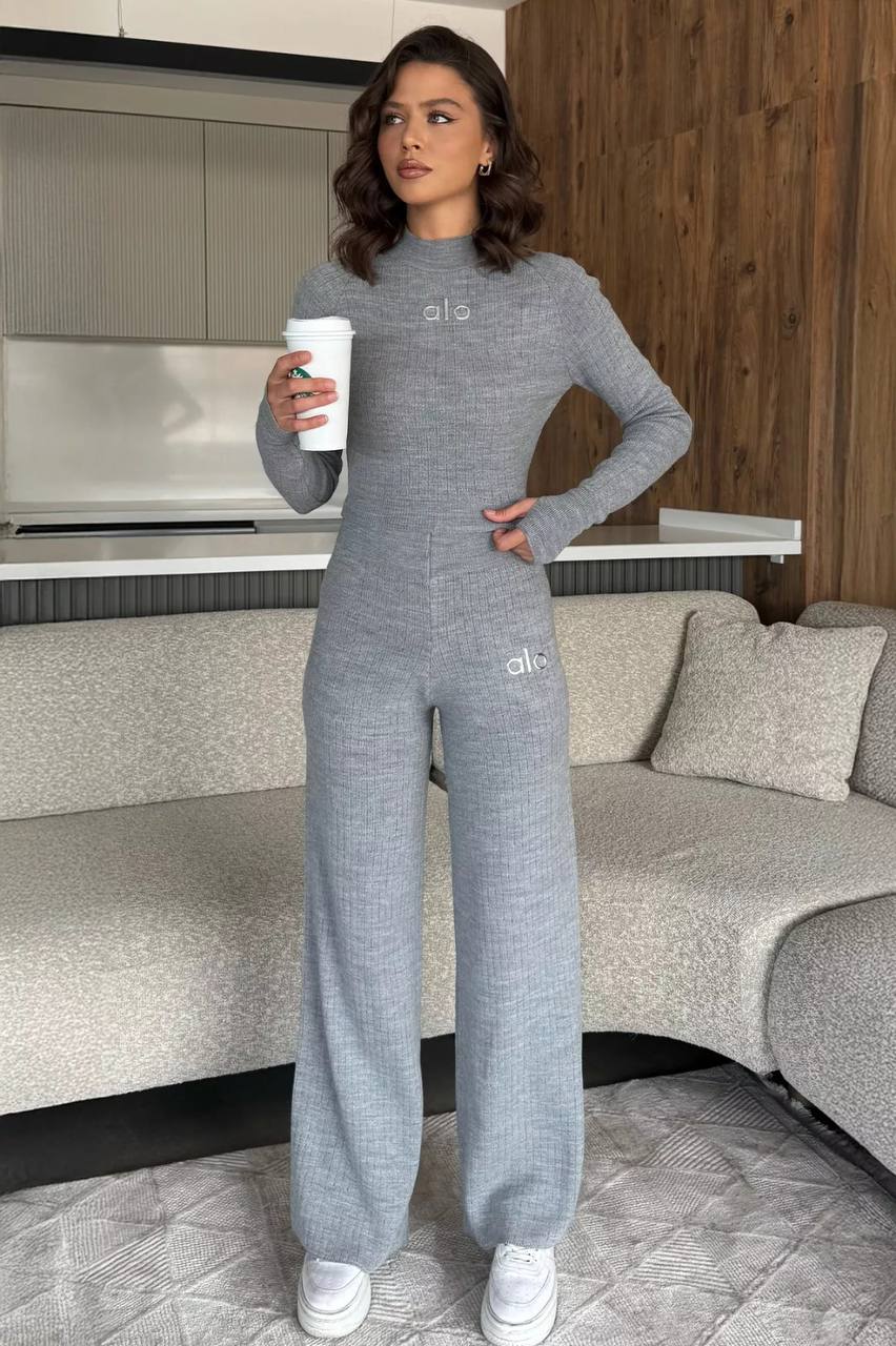 Ensemble grise côtelée Style chic & confortable