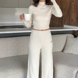 Ensemble blanc côtelée Style chic & confortable