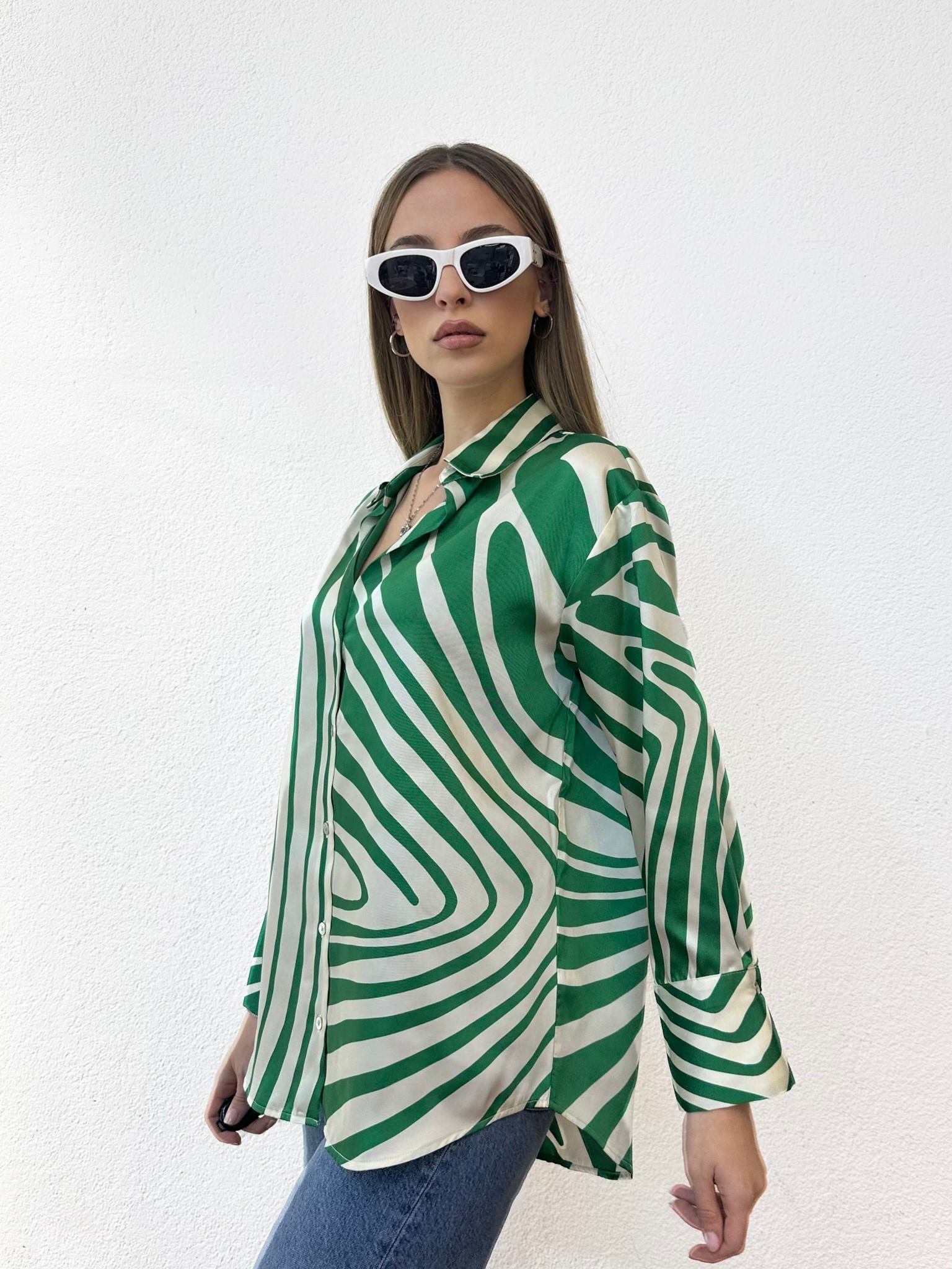 Chemise Imprimée Vert & Blanc