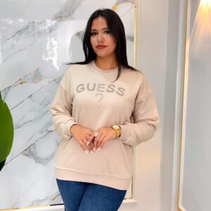 Sweat Beige "GUESS?" Strass