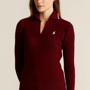 Pull Bordeaux à Col Polo