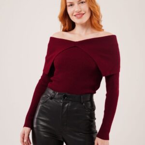 Pull col bardot élégant Grenat
